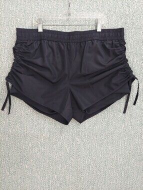 ​L-RL Ralph Lauren Ruched Athletic Shorts Compression Liner Black Large